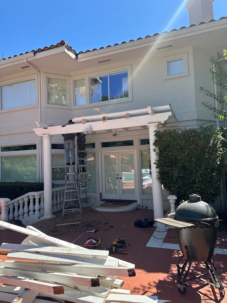 Dry rot repair and rebuilt exterior wood structure at a Sacramento home.
